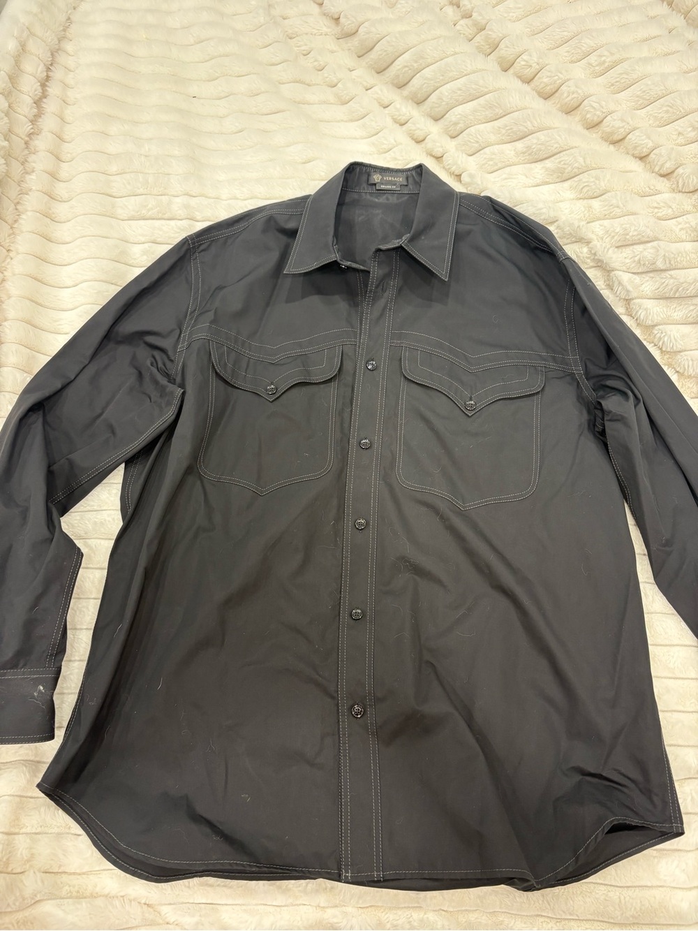Versace Black Long-Sleeve Western Pocket Shirt